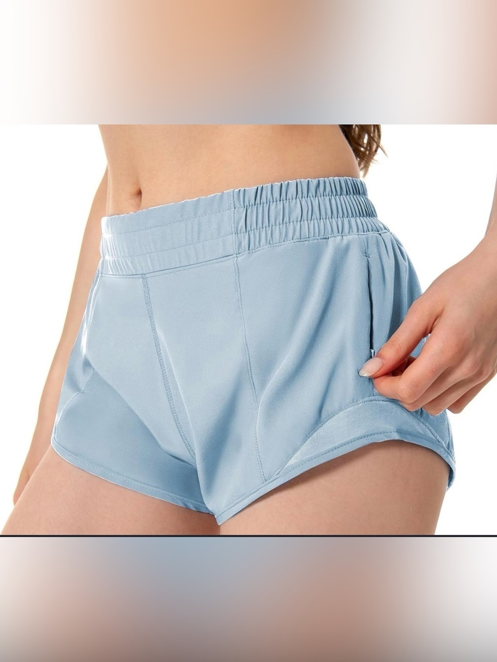 Women’s Light Blue Athletic Shorts with Elastic Waistband